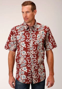 Roper Hawaiian Horseshoes Print S/S Shirt