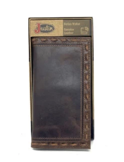 Justin Dark Brown Leather Whipstitched Rodeo Wallet