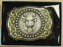 Nocona Scrolled Buffalo Head Belt Buckle