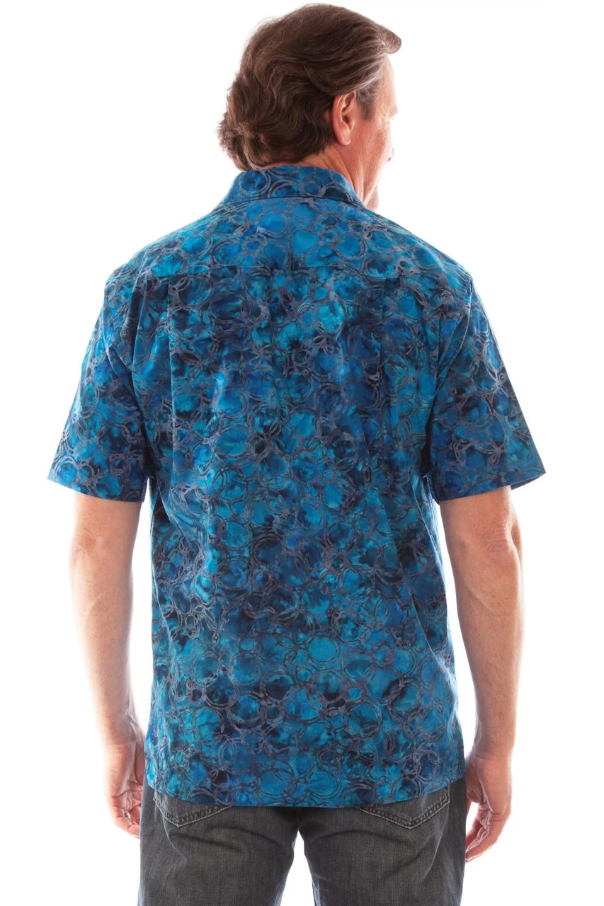 Farthest Point Batik Cotton Ocean Blue SS Shirt - Image 2