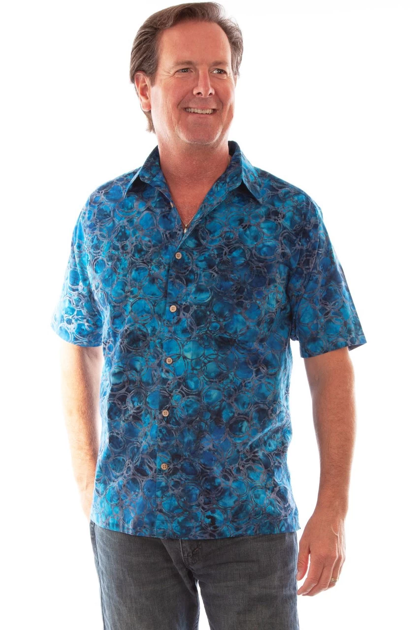 Farthest Point Batik Cotton Ocean Blue SS Shirt