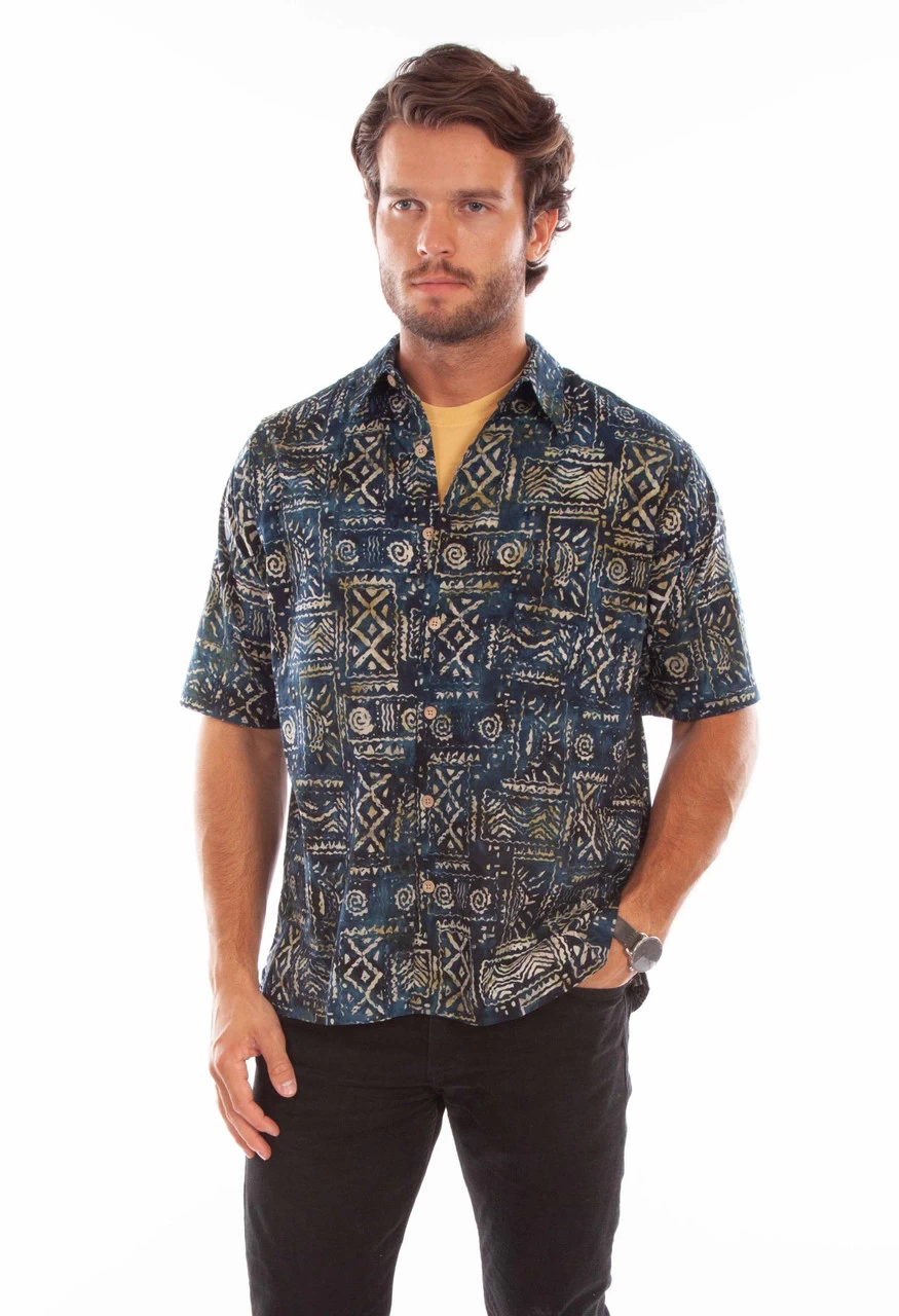Farthest Point Men's Batik Tribal Pattern Shirt - Image 3