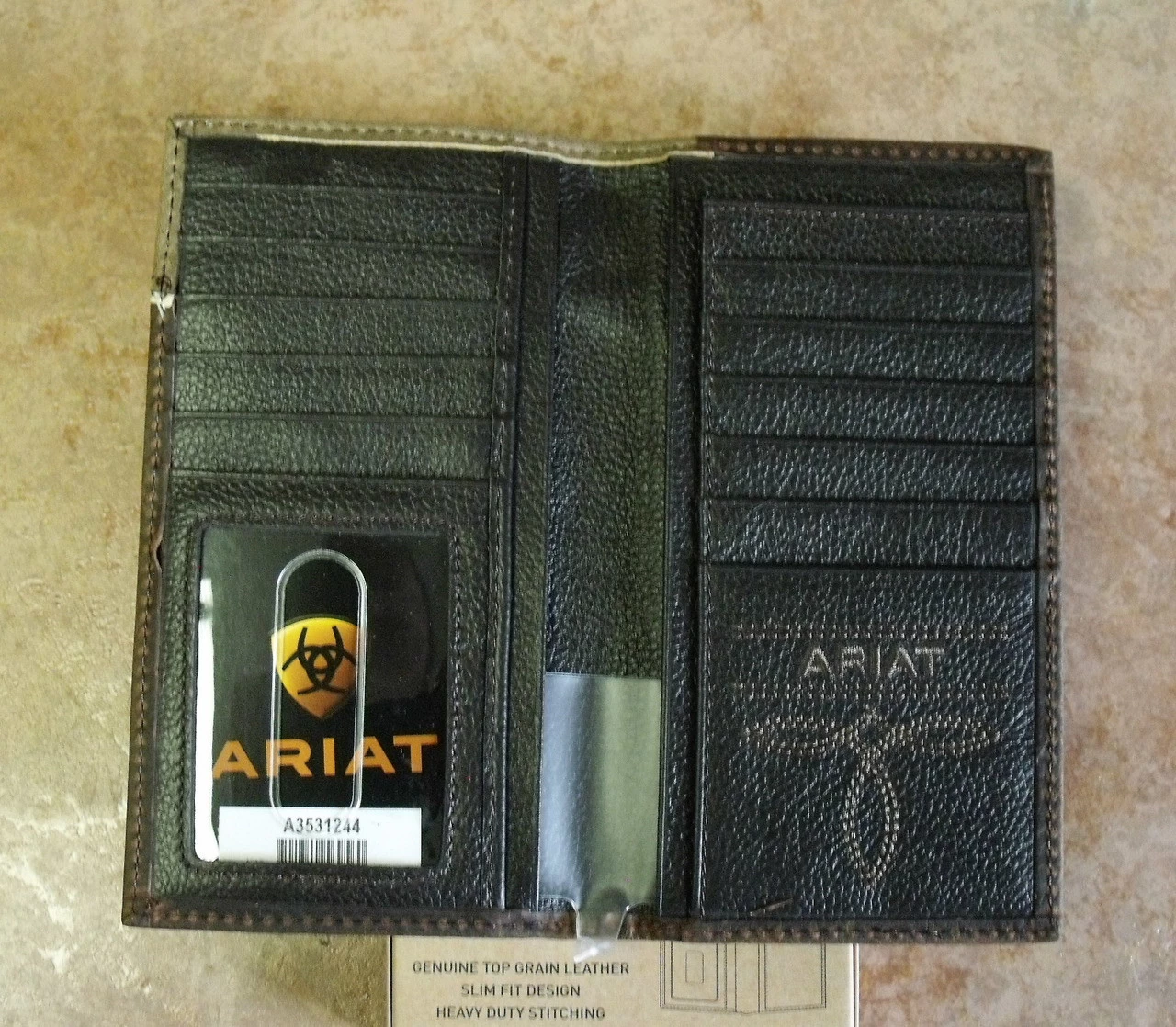 Ariat Logo Distressed Brown Leather Rodeo Wallet - Image 2
