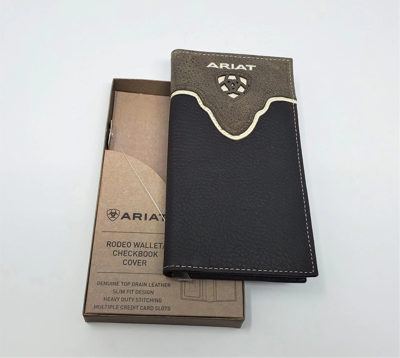 Ariat Logo Distressed Brown Leather Rodeo Wallet