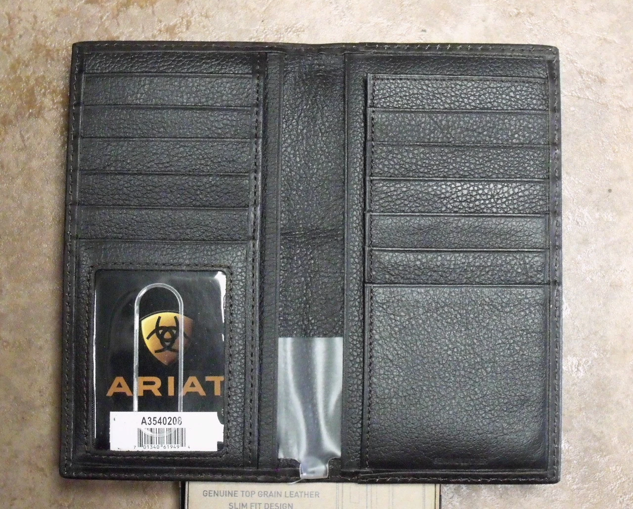 Ariat Logo Chocolate Leather Rodeo Wallet/Checkbook - Image 2