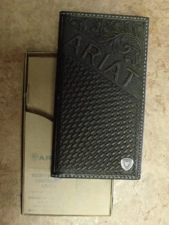 Ariat Logo Chocolate Leather Rodeo Wallet/Checkbook