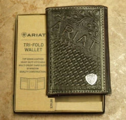 Ariat Logo Chocolate Leather Trifod Wallet