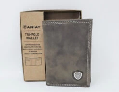 Ariat Gray Leather Tri-Fold Wallet