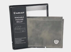 Ariat Gray Leather Bi-Fold Wallet With Passcase