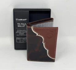 Ariat Two-Tone Leather Tri-Fold Wallet