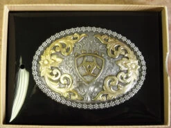 Ariat Oval Gold/Silver Tone Logo Belt Buckle