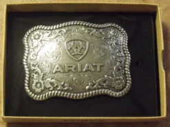 Rectangular Ariat Logo Western Belt Buckle