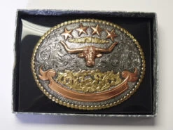 Crumrine Large Longhorn Western Belt Buckle