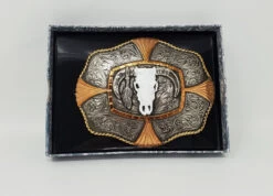 Crumrine Large Steer Skull Western Belt Buckle