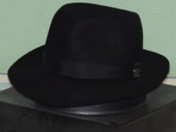 Christy's Black Fur Felt Foldaway Fedora Hat