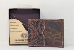 3-D Hand Tooled Leather Bi-Fold Wallet