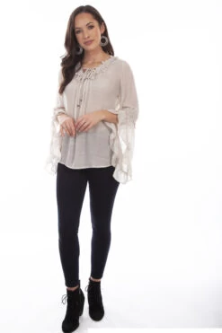 Honey Creek Raglan Floral Crochet Blouse