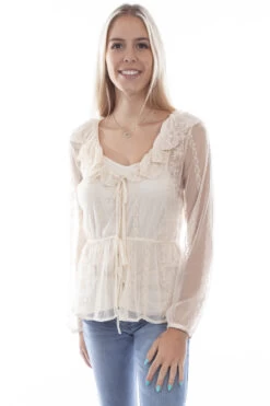 Honey Creek Embroidered Tie Front Blouse