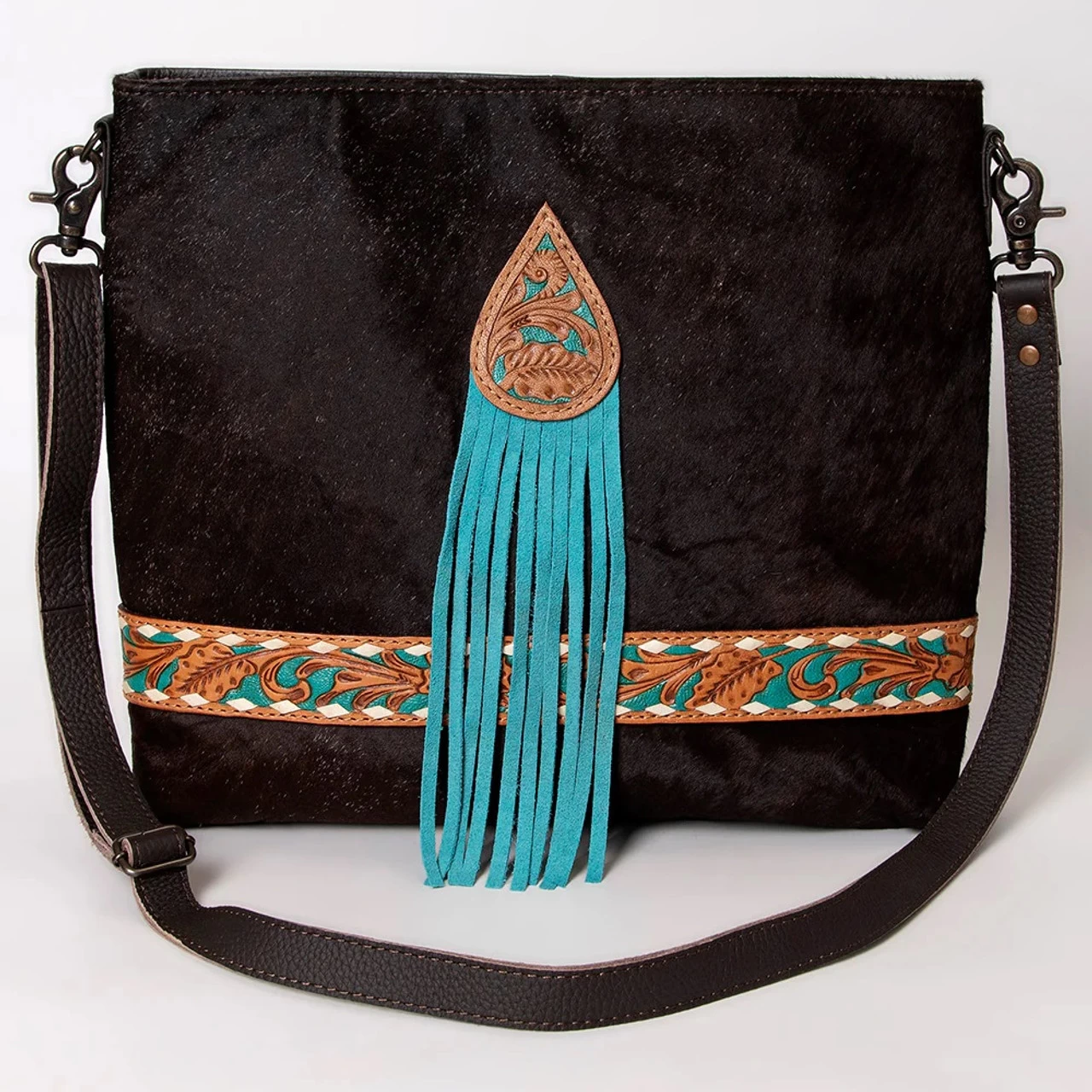 Olay Saddle And Cowhide Leather Cross Body Bag