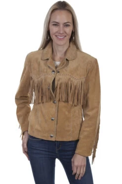 Scully Ladies Suede Leather Fringe/Lacing Jacket