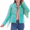 Scully Ladies Suede Leather Jacket With Fringe/Lacing