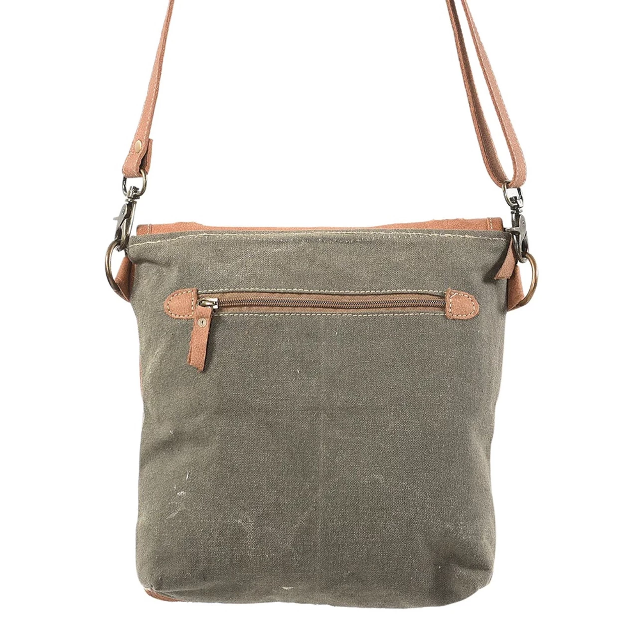 Olay Leather And Upcycled Canvas Messenger Bag - Image 3