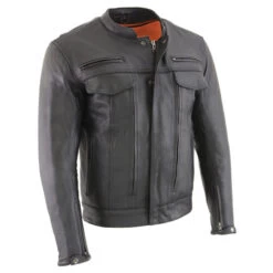 Milwaukee Leather MLM1506 Men's 'Cool-Tec' Black Leather Jacket W/Utility Pockets