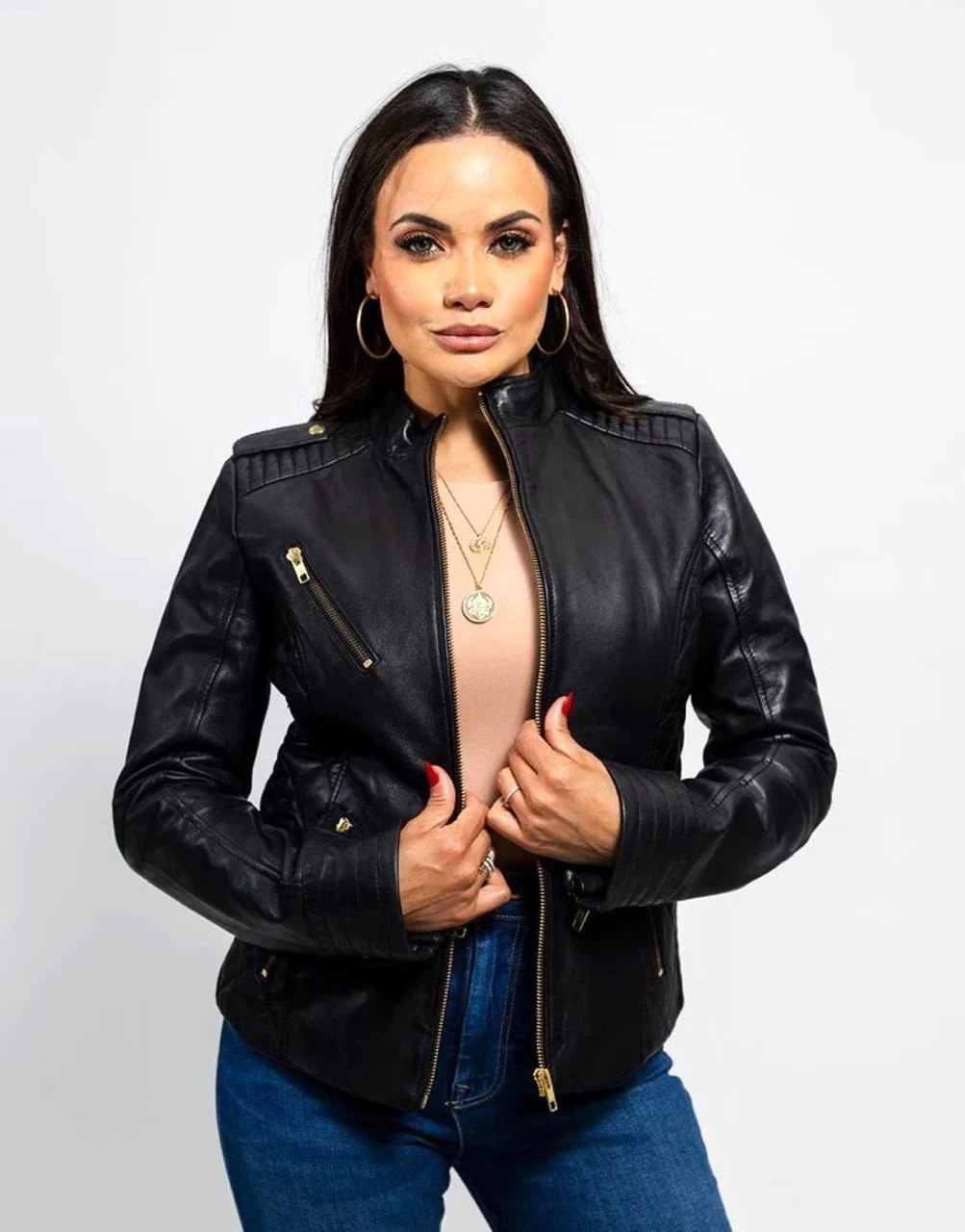 Whet Blu Madelin Women's Black Fashion Leather Jacket - Image 2