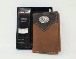 Nocona Distressed Leather With Star Tri-fold Wallet