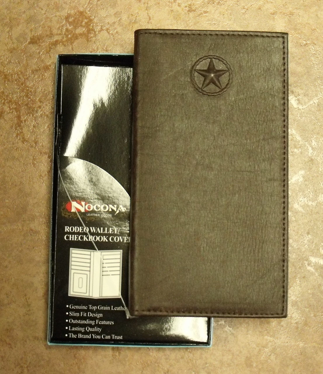 Nocona Texas Star Brown Rodeo Wallet/Checkbook