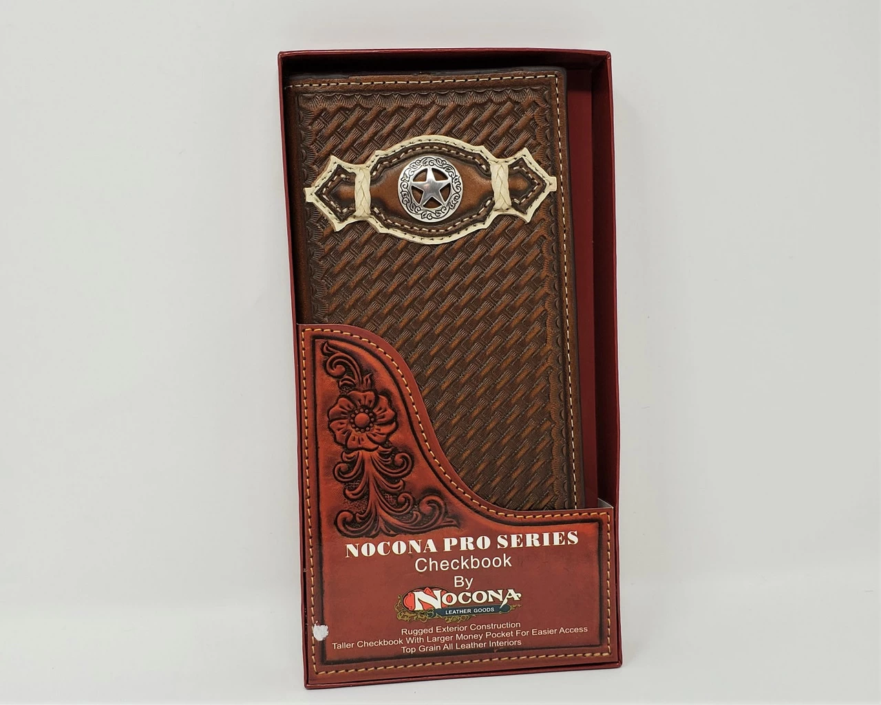 Nocona Leather Basketweave Star Rodeo Wallet/Checkbook