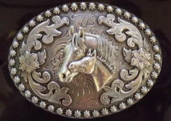 Nocona Mare And Colt Western Belt Buckle